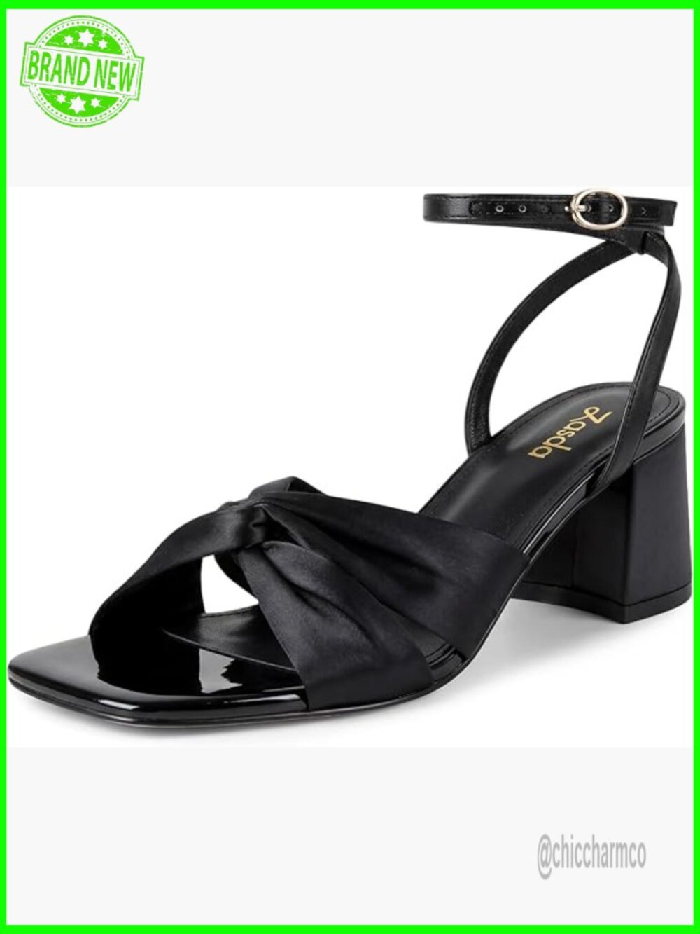 Block Heeled Sandals with Bow Ankle Strap Dressy Wedding Evening Prom Shoes